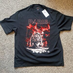 Men's L Nike Jordan PSG Paris Saint Germain Shirt Soccer Black Tiger FV7734-045